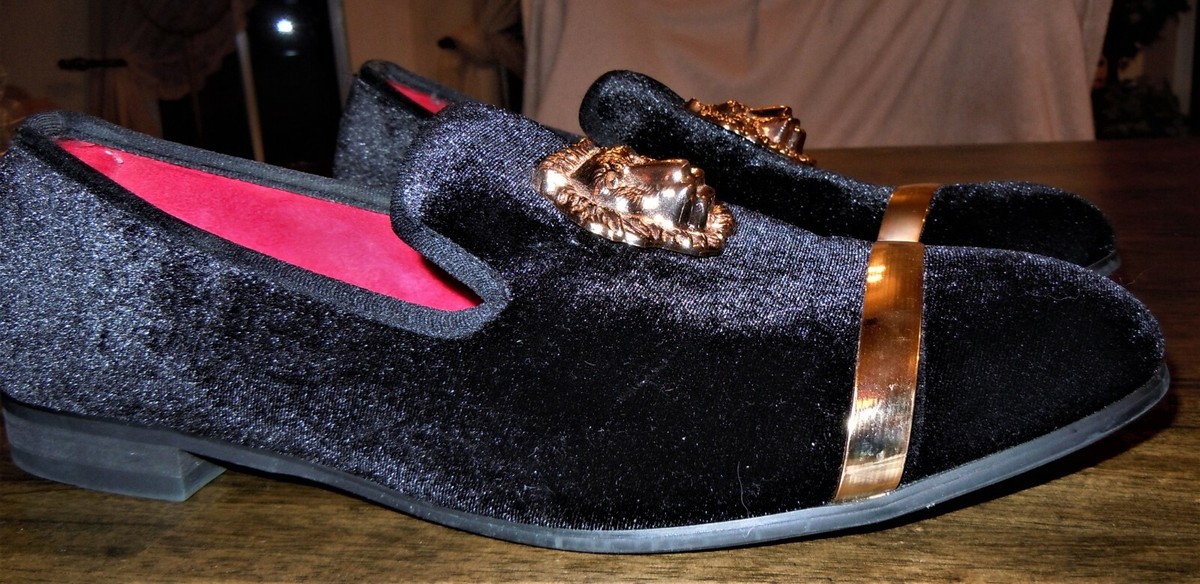 JITAI Black Velvet Slip-On Leather Lined Penny Loafer Luxury 