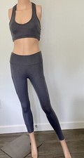 Bombshell Sportswear Gray Ribbed Small Set Small Bra And Small Leggings Low Rise