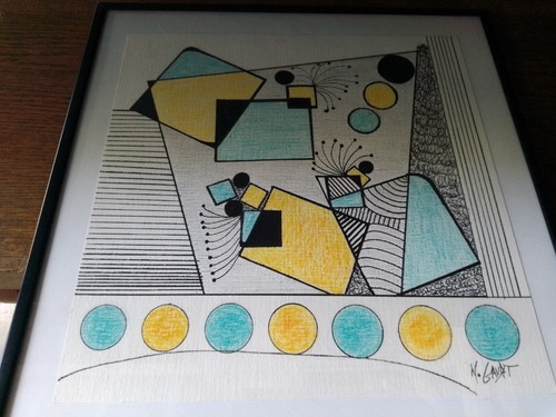 ORIGINAL TABLEAU " COMPOSITION ABSTRAITE " de N. GAUDET - Picture 5 of 6