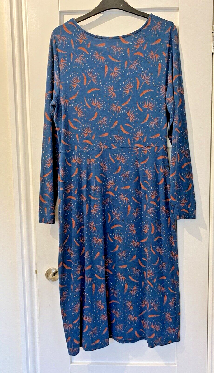 SEASALT Teal Blue Woodland Solstice Dress Tunic Jersey Stretch UK