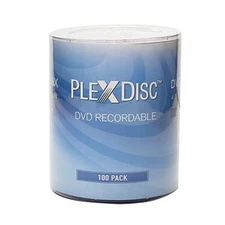 PlexDisc DVD-R 4.7GB 16x Branded Logo Recordable Media Disc - 100 Disc no con...