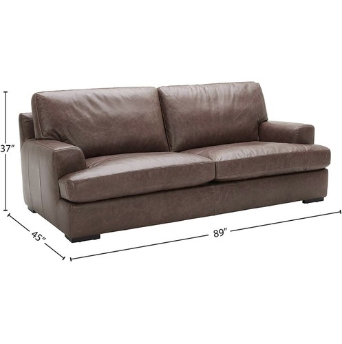 Lauren Genuine Leather Down-Filled Oversized Sofa Couch, 89" W, Dark Brown - Picture 4 of 6