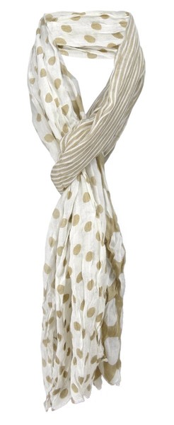 Gecrashter Schal In Braun Beige Weissgrau Gestreift Gepunktet - Gr. 180 X 50 Cm-image
