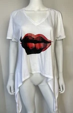 Alexander McQueen 2009 The Horn Of Plenty Red Lips Print White Top
