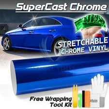 Supercast Easy Stretch Chrome Royal Blue Vinyl Wrap Bubble Free Sticker Decal
