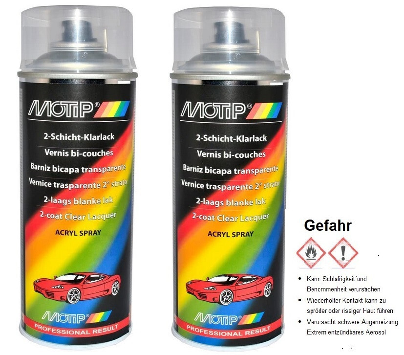 2 x 400ml Motip 50000, 2-Schicht Klarlack Sprüh Lack Spray Glänzend