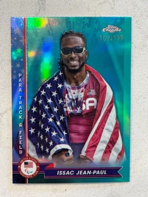 ISSAC JEAN-PAUL 2024 Topps Chrome U.S. Olympic Team AQUA Refractor # 107/199