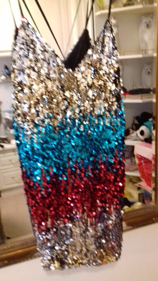 BOOHOO TALL MYLA LENTEJUELAS MINI VESTIDO UK 16 NUEVO CON ETIQUETAS Foto 3 de 4