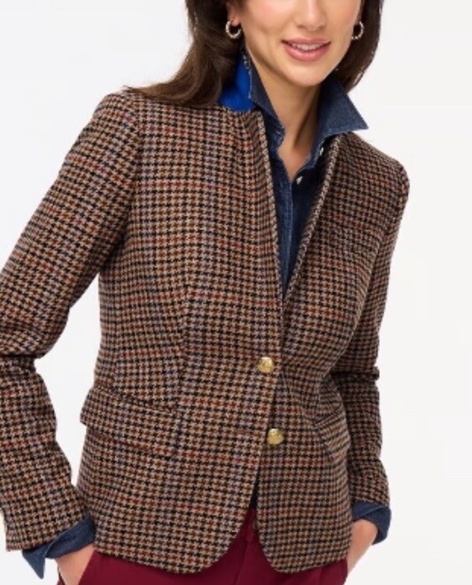 J.Crew Women's Woolblend Schoolboy Blazer in Houndstooth | eBay