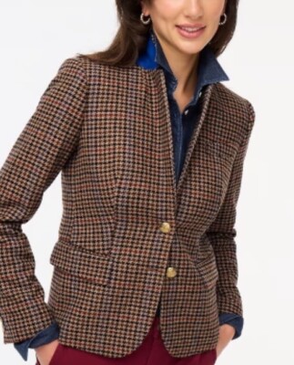 J.Crew Women's Woolblend Schoolboy Blazer in Houndstooth | eBay