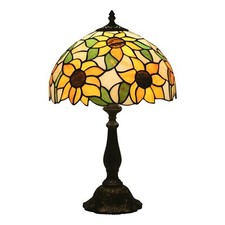 Sunflower Tiffany Style Table Lamp, Elegant Bedside Table Lamp with Stained G...