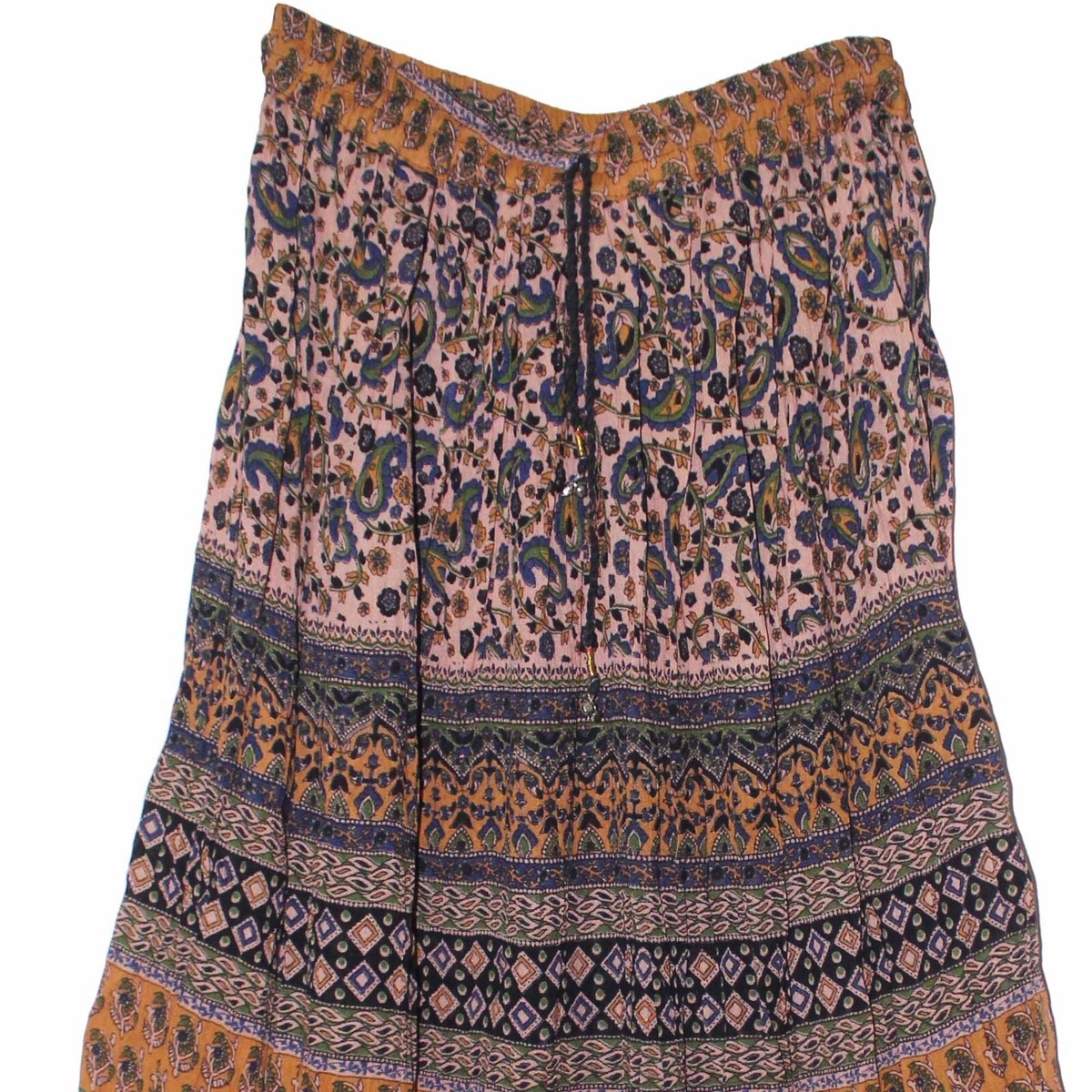 スカート 80s brown native pattern long skirt Native American Style Skirt, Tribal Panel Skirt, Native