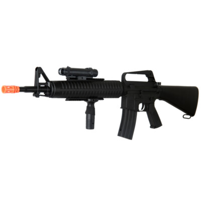 WELL 370 FPS M16 RIS Spring Action Airsoft Rifle w/ Flashlight & Grip M16A3