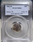 1963 D Roosevelt Dime PCGS MS66