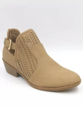 Top Moda CHEVY-1 Khaki Faux Suede Ankle Boots Women Size 6M  "New With Box"