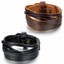 Merdia Genuine Leather Cuff Bracelet - Adjustable Punk Style Bangle For Men & Women, Brown, 24.5cm X 4cm - View #4