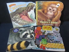 Animal Shaped Books - Crocodile, Pets, Monkey, Raccoon Baby Animal Book