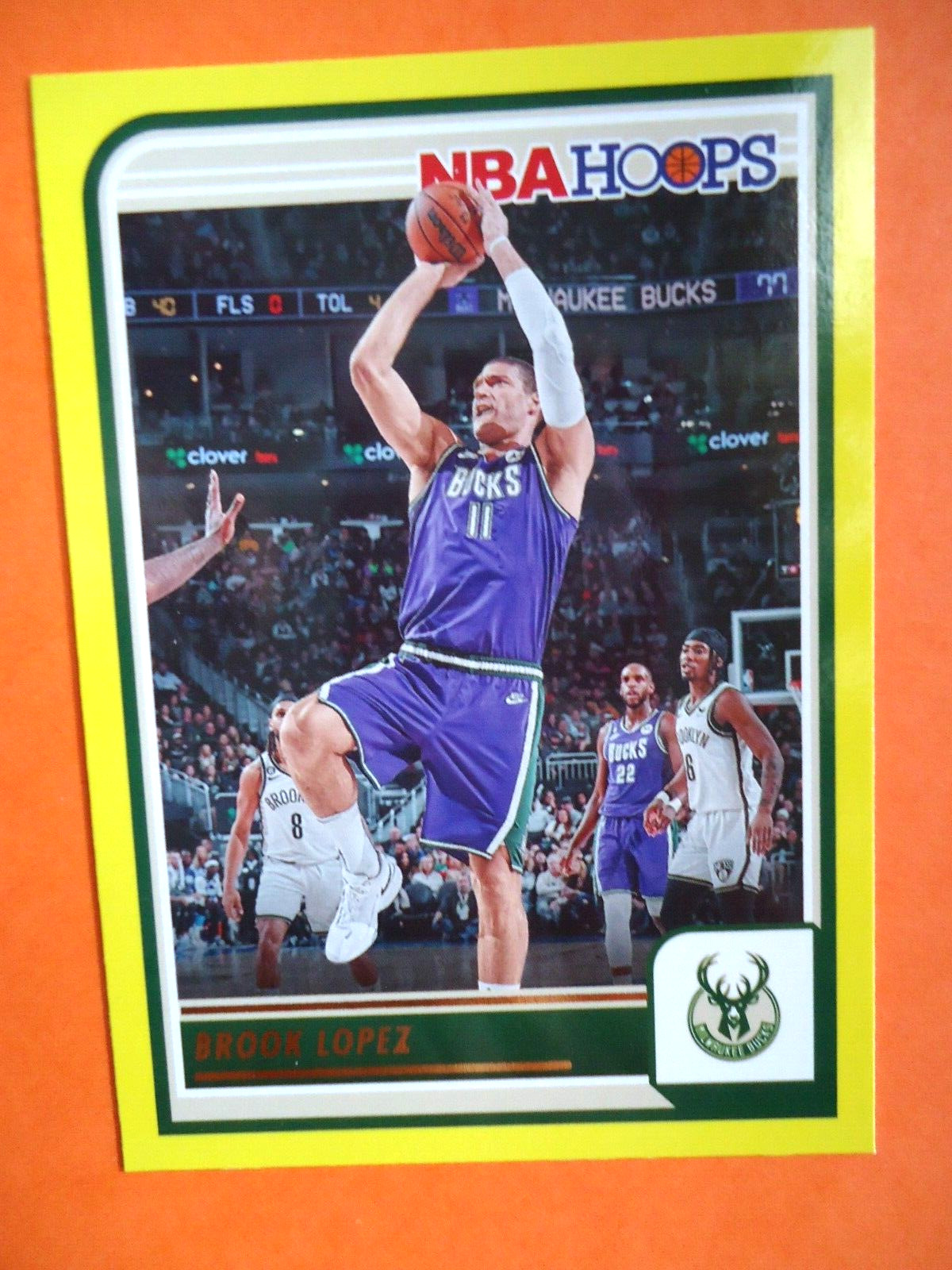 Brook Lopez - 2023-24 NBA Hoops Yellow Basketball card # 175 - Milwaukee Bucks