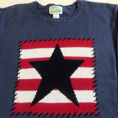 Quacker Factory Patriotic Star Sweater Size 1X NWT Pullover Blue Red Stripe QVC - Picture 4 of 10