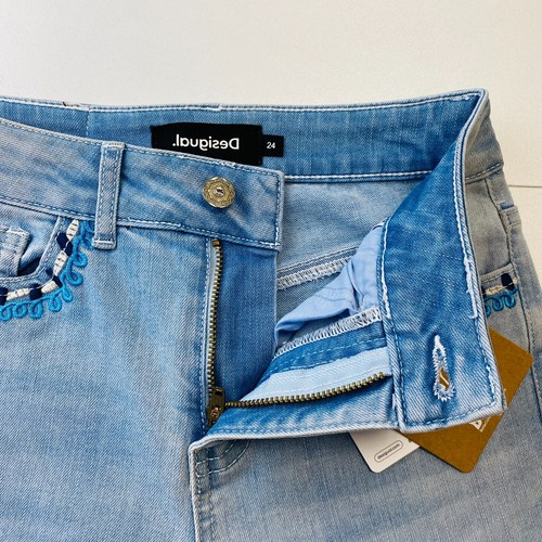 DESIGUAL Women Blue Slim Fit Ankle Zip Jeans Size W24 UK 6 IT 38 - Picture 8 of 15