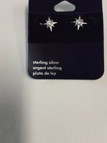 Claire's Sterling Silver Star W/Crystal In Center Post Earrings BNWT! - Picture 3 of 3