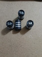 4 Pack Black And Silver Valve Stem Caps For Honda Vehicles 4 Pack Black And Silver Valve Stem Caps For Honda Vehicles