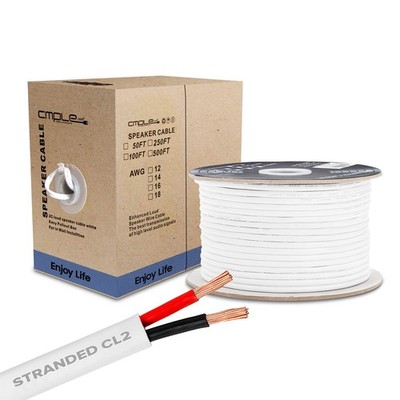 Cmple - 50FT 12AWG Speaker Wire Cable with 2 Conductor 50FT, 