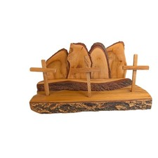 Unique Hand Crafted Wooden 3 Cross Scene Religious Resurrection Christian