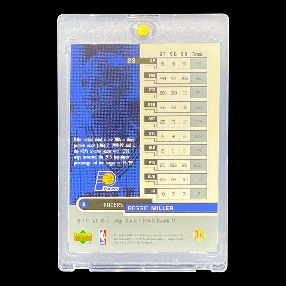 REGGIE MILLER PLATA DIAMANTE REFRACTOR HOLO SP Inserto No Automático - INDIANA PACERS Foto 3 de 4