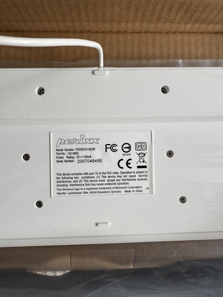 Perixx PERIDUO-303W DE, Mini USB-Tastatur + Maus Set,weiß mit Originalverpackung - Bild 4 von 4