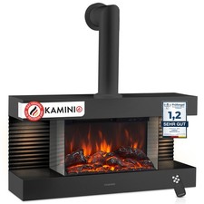 KAMINIO Elektrokamin LIZ mit Ofenrohr - Elektrischer Wandkamin, 3D-Flammeneffekt