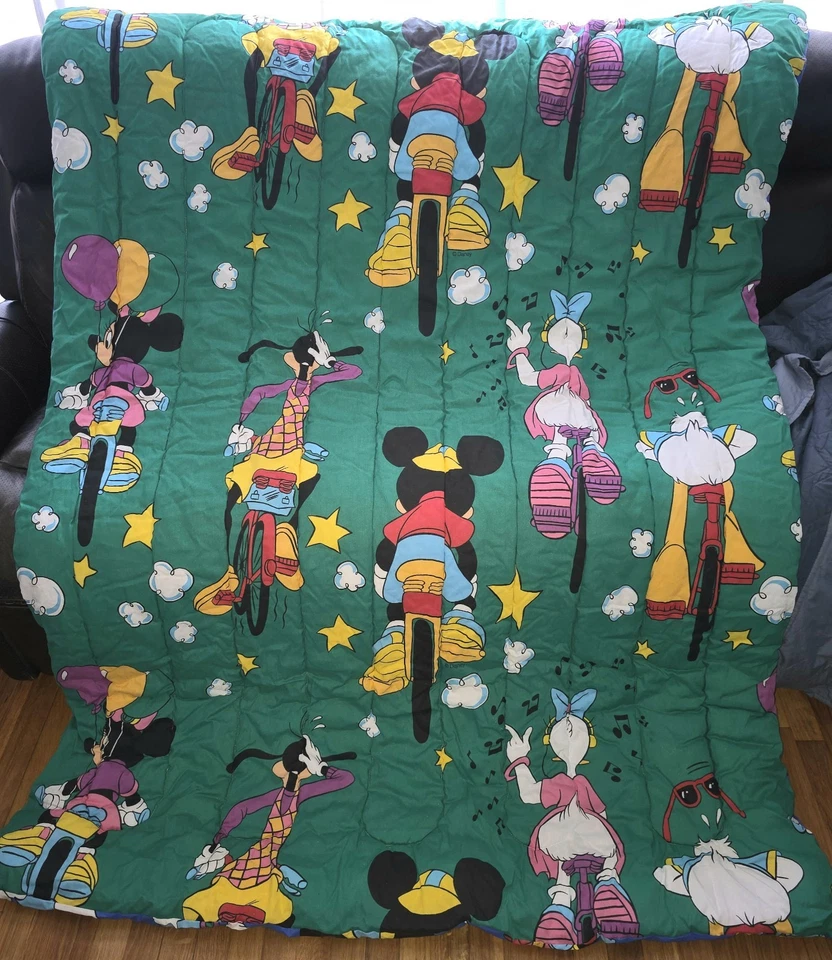 Vintage Y2K Disney Mickey & Friends Biking Reversable Comforter Goofy Pluto - Image 2 of 2