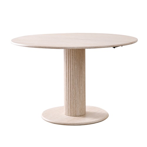 Mesa de comedor redonda de medio corte, patas cilíndricas, MDF, diseño moderno - Imagen 12 de 13