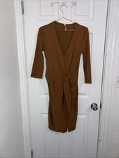 Free People Bronze Ribbed Stretch Dress, Size S