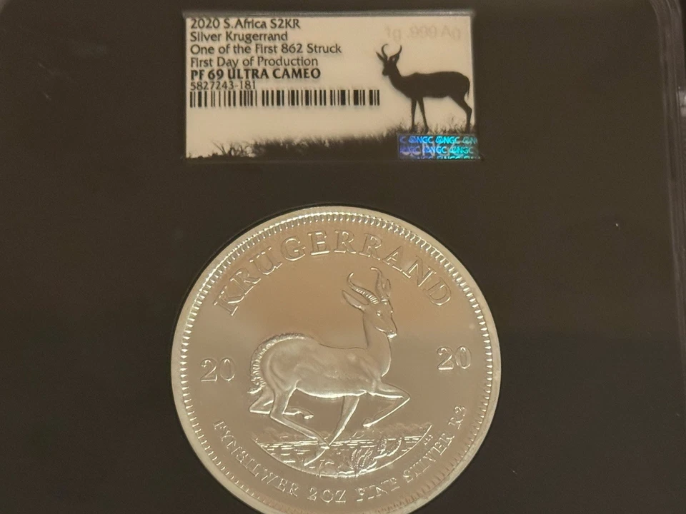 2020 SA 2 oz Silver FDP - 1 of first 862 struck Krugerrand NGC PF 69 Ultra Cam - Image 2 of 4