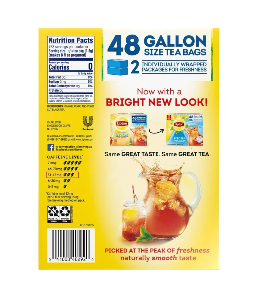 Bolsas de té Lipton Iced Tea, tamaño galón (48 ct.) (original) Foto 2 de 3