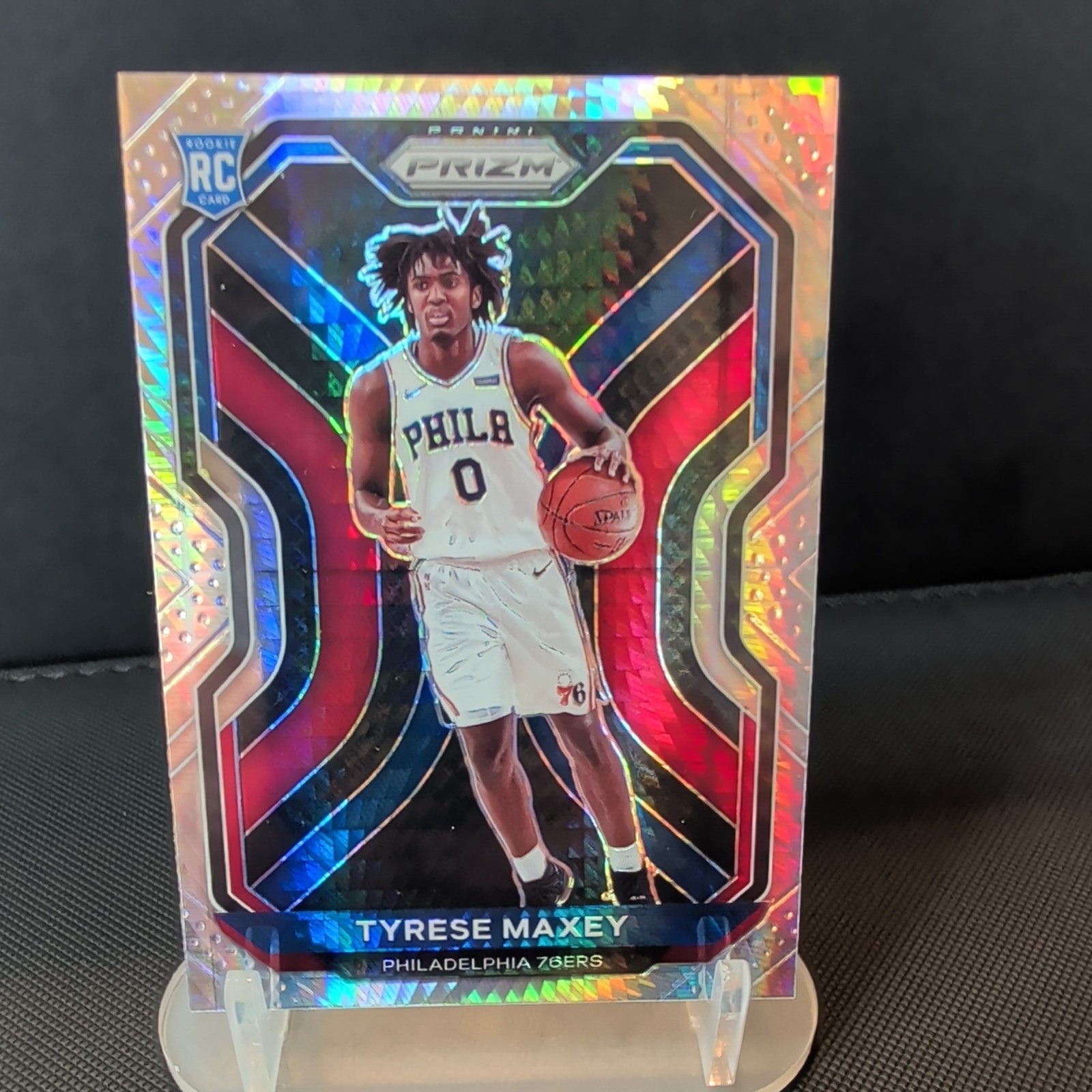 2020-21 Panini Prizm Tyrese Maxey Silver Hyper Prizm Rookie RC #256 76ers