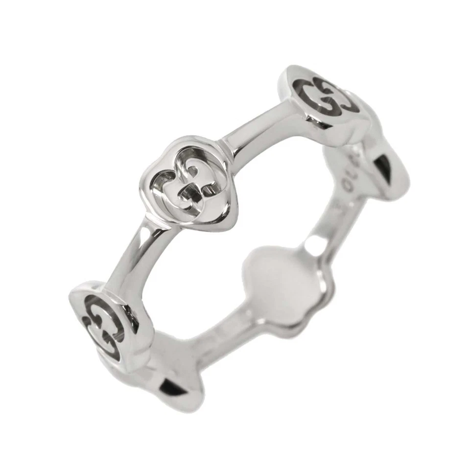 GUCCI Icon Heart Ring 18K WG White Gold 750 Size8 4.5(US) 90292472