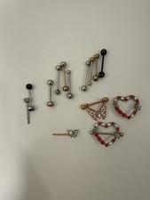 Mixed Body Piercing Jewelry Lot   Industrial, Nipple Rings, Barbells, Hearts