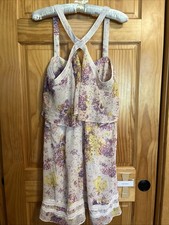 Guess Key Hole Ruffle Front Sundress  sleeveless 14 Lace Trim Lined