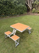 Outwell Dawson Picnic Table Bamboo & Aluminium 4 Person Folding Camping Set Brie