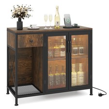 COSTWAY Buffet Sideboard with Power Outlets and LED Light