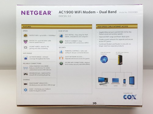 Netgear AC1900 Modem WiFi dwuzakresowy DOCSIS 3.0 C6300BD 606449106473 - Zdjęcie 3 z 6