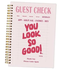 Notebook Journal, Trendy Funky Y2K Retro You Look so Good Guest Check Pink