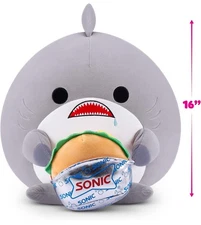 Zuru Snackles Series 2 16” Squishy Plush Stuffed Toy Shark William Sonic Burger