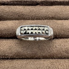 Vintage Sterling Silver Marcasite Rows Band Ring  Size 6.25   HAN  