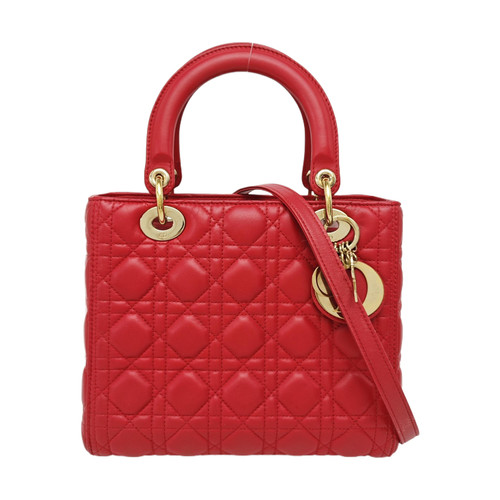 【Authentic】 DIOR Lady Dior Red Suede Handbags (DDP)