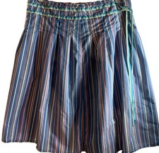  Size 4 OLD NAVY Women's Pastel Striped Cotton Blend Lined A-Line Pleated Skirt