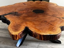 western red cedar cookie slice coffee table with epoxy resin infill