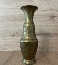 Vintage Messing Vase 23,5 cm graviert Turm Blumen Orient Dekovase 386 g